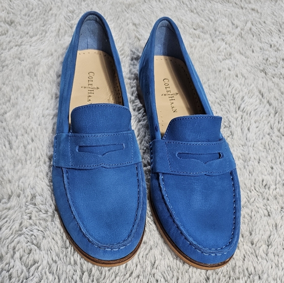 Gently worn Cole Haan blue Leather Penny Loafers, Size 7. - Picture 2 of 6